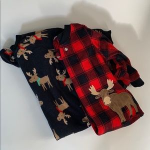 Set of 2 Boy Winter Fleece Footies 12M